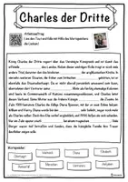 Vorschau - Unterrichtsreihen - Charles der Dritte Lückentext mit Wortspeicher Hörverstehen und Suchsel - Seite 1