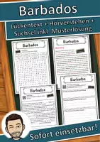 Vorschau - Unterrichtsreihen - Barbados Lückentext mit Wortspeicher Hörverstehen und Suchsel - Deckblatt