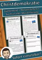 Vorschau - Unterrichtsreihen - Christdemokratie Lückentext mit Wortspeicher Hörverstehen und Suchsel - Deckblatt