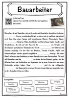 Vorschau - Unterrichtsreihen - Bauarbeiter Lückentext mit Wortspeicher Hörverstehen und Suchsel - Seite 1