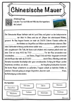 Vorschau - Unterrichtsreihen - Chinesische Mauer Lückentext mit Wortspeicher Hörverstehen und Suchsel - Seite 1