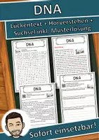 Vorschau - Unterrichtsreihen - DNA Lückentext mit Wortspeicher Hörverstehen und Suchsel - Deckblatt