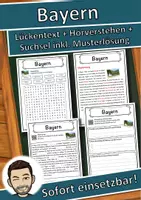 Vorschau - Unterrichtsreihen - Bayern Lückentext mit Wortspeicher Hörverstehen und Suchsel - Deckblatt