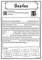 Vorschau - Unterrichtsreihen - Beatles Lückentext mit Wortspeicher Hörverstehen und Suchsel - Seite 1