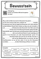 Vorschau - Unterrichtsreihen - Bewusstsein Lückentext mit Wortspeicher Hörverstehen und Suchsel - Seite 1