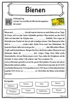 Vorschau - Unterrichtsreihen - Bienen Lückentext mit Wortspeicher Hörverstehen und Suchsel - Seite 1