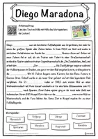 Vorschau - Unterrichtsreihen - Diego Maradona Lückentext mit Wortspeicher Hörverstehen und Suchsel - Seite 1