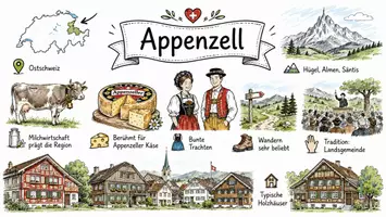 Vorschau - Arbeitsblätter - AB mit Fragen zum Thema "Appenzell" + Lösungsblatt + Infografik - Seite 1