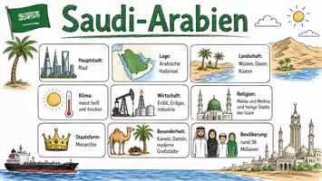 Vorschau - Arbeitsblätter - Arbeitsblätter "Saudi-Arabien" + Lösung & MP3 + Mindmap + Infografik - Seite 1