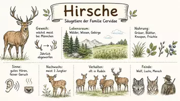 Vorschau - Arbeitsblätter - Arbeitsblatt "Hirsche" + Onlineübung & MP3 + Mindmap + Infografik - Seite 1