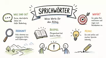 Vorschau - Arbeitsblätter - AB mit Fragen zum Thema "Sprichwörter" + Lösungsblatt + Infografik - Seite 1