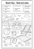 Vorschau - Mal- und Bastelvorlagen - 🌞 Summer – Read and Colour | 20 Arbeitsblätter Englisch (Klasse 5/6) - Seite 1