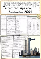 Vorschau - Arbeitsblätter - Terroranschläge vom 11. September 2001, Sachtexte Lesen und verstehen Arbeitsblätter mit Lesetext, Verständnisfragen - Deckblatt