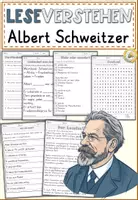 Vorschau - Arbeitsblätter - Albert Schweitzer, Sachtexte Lesen und verstehen Arbeitsblätter mit Lesetext, Verständnisfragen - Deckblatt
