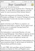 Vorschau - Arbeitsblätter - Albert Schweitzer, Sachtexte Lesen und verstehen Arbeitsblätter mit Lesetext, Verständnisfragen - Seite 2