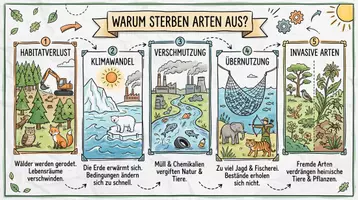 Vorschau - Arbeitsblätter - Arbeitsblätter "Warum sterben Arten aus?" + Lösung & MP3 + Mindmap + Infografik - Seite 1