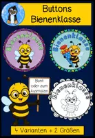 Vorschau - Mal- und Bastelvorlagen - Buttons Bienenklasse – Klassentier Biene | 4 Vorlagen zum Ausmalen & Basteln 🐝 - Deckblatt
