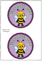 Vorschau - Mal- und Bastelvorlagen - Buttons Bienenklasse – Klassentier Biene | 4 Vorlagen zum Ausmalen & Basteln 🐝 - Seite 1