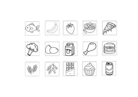 Vista previa - Manualidades / Dibujos para colorear - Alimentos que nos cuidan - página 1