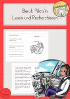 Vorschau - Arbeitsblätter - Lesen Recherchieren Berufe Pilot - Deckblatt