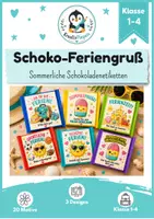 Vorschau - Bildkarten - Sommerferiengruß | Quadratische Mini Etiketten | Geschenk zum Schuljahresende | Klassenabschied | PopArt, Boho Grundschule - Deckblatt
