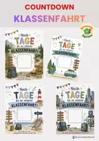 Vorschau - Mal- und Bastelvorlagen - Countdown Klassenfahrt - 6 Versionen - Deckblatt
