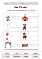 Vorschau - Arbeitsblätter - Deutsch/ DaZ: Im Zirkus | Arbeitsblatt Wortschatz - Seite 1
