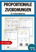 Vorschau - Arbeitsblätter - Arbeitsblätter Proportionale Zuordnungen zeichnen, Werte ablesen und berechnen, Textaufgaben, Knobelaufgaben - Deckblatt