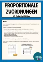 Vorschau - Arbeitsblätter - Arbeitsblätter Proportionale Zuordnungen zeichnen, Werte ablesen und berechnen, Textaufgaben, Knobelaufgaben - Seite 1