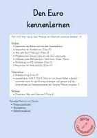 Vorschau - Stundenentwürfe - Unterrichtsstunde zu Geld - Den Euro kennenlernen - Seite 1