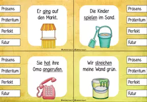 Vorschau - Fördermaterial/Inklusion - Zeitformen Freiarbeit Klammerkarten - Seite 1