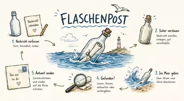 Vorschau - Arbeitsblätter - AB mit Fragen zum Thema "Flaschenpost" + Lösungsblatt + Infografik - Seite 1