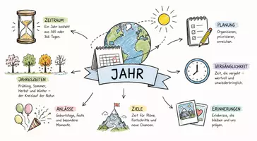 Vorschau - Arbeitsblätter - Arbeitsblatt "Jahr" + Onlineübung & MP3 + Mindmap + Infografiken - Seite 1