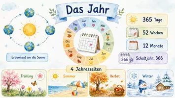 Vorschau - Arbeitsblätter - Arbeitsblätter zum Thema "Jahr" + Lösung & MP3 + Infografiken - Seite 3