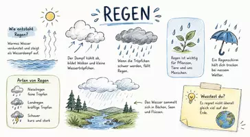 Vorschau - Arbeitsblätter - Arbeitsblatt "Regen" + Onlineübung & MP3 + Infografiken - Seite 1