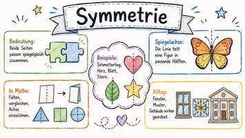 Vorschau - Arbeitsblätter - AB mit Fragen zum Thema "Symmetrie" + Lösungsblatt + Infografik - Seite 1