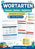 Vorschau - Arbeitsblätter - Wortarten üben Nomen, Verben & Adjektive – 1. Klasse MS - Deckblatt