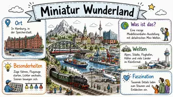 Vorschau - Arbeitsblätter - Arbeitsblätter zum Thema "Miniatur Wunderland" + Lösung & MP3 + Infografik - Seite 1