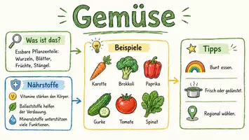 Vorschau - Arbeitsblätter - Arbeitsblatt zum Thema "Gemüse" + Onlineübung & MP3 + Infografik - Seite 1