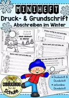 Vorschau - Arbeitsblätter - Druckschrift & Grundschrift üben im Winter: Miniheft / Abschreibheft (auch für verbundene Grundschrift) - Deckblatt