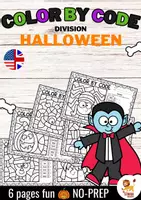 Aperçu - Feuilles d'exercices - Color by Code - Division (Halloween) | Divisions Mathématiques Anglais - Page de couverture