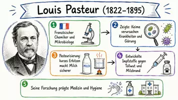 Vorschau - Arbeitsblätter - AB mit Fragen zum Thema "Louis Pasteur" + Lösungsblatt + Infografik - Seite 1