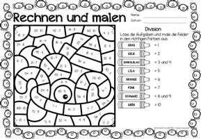 Aperçu - Feuilles d'exercices - Rechen-Mal-Blätter - Division (Halloween) Divisions Mathématiques Allemand - Page 2