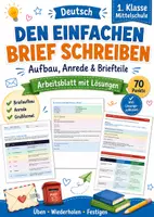 Vorschau - Arbeitsblätter - Den einfachen Brief schreiben Arbeitsblatt mit Lösungen – 1. Klasse MS - Deckblatt