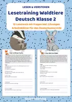Vorschau - Stundenentwürfe - Leseverständnis Waldtiere – Klasse 2 | 10 Lesetexte mit Fragen & Lösungen - Deckblatt