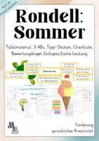 Vorschau - Arbeitsblätter - Gedichte: Sommer - Haiku, Rondell, Akrostichon, Elfchen, Placemat + fachspezifische Leistungen - Seite 1