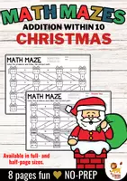 Aperçu - Feuilles d'exercices - Math Maze - Addition to 10 (Christmas) | Noël Additions Mathématiques Anglais - Page de couverture