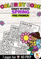 Aperçu - Feuilles d'exercices - Color by code - Sight words Pre-Primer (Spring) | Printemps Anglais - Page de couverture