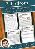 Vorschau - Unterrichtsreihen - Palindrom Lückentext mit Wortspeicher Hörverstehen und Suchsel - Deckblatt