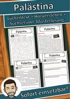 Vorschau - Unterrichtsreihen - Palästina Lückentext mit Wortspeicher Hörverstehen und Suchsel - Deckblatt